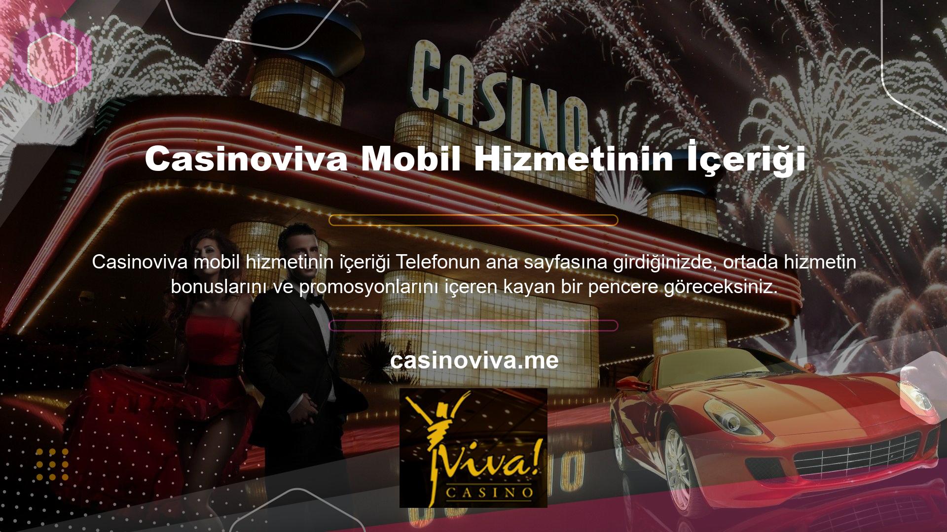 Casinoviva Mobil Hizmetinin İçeriği